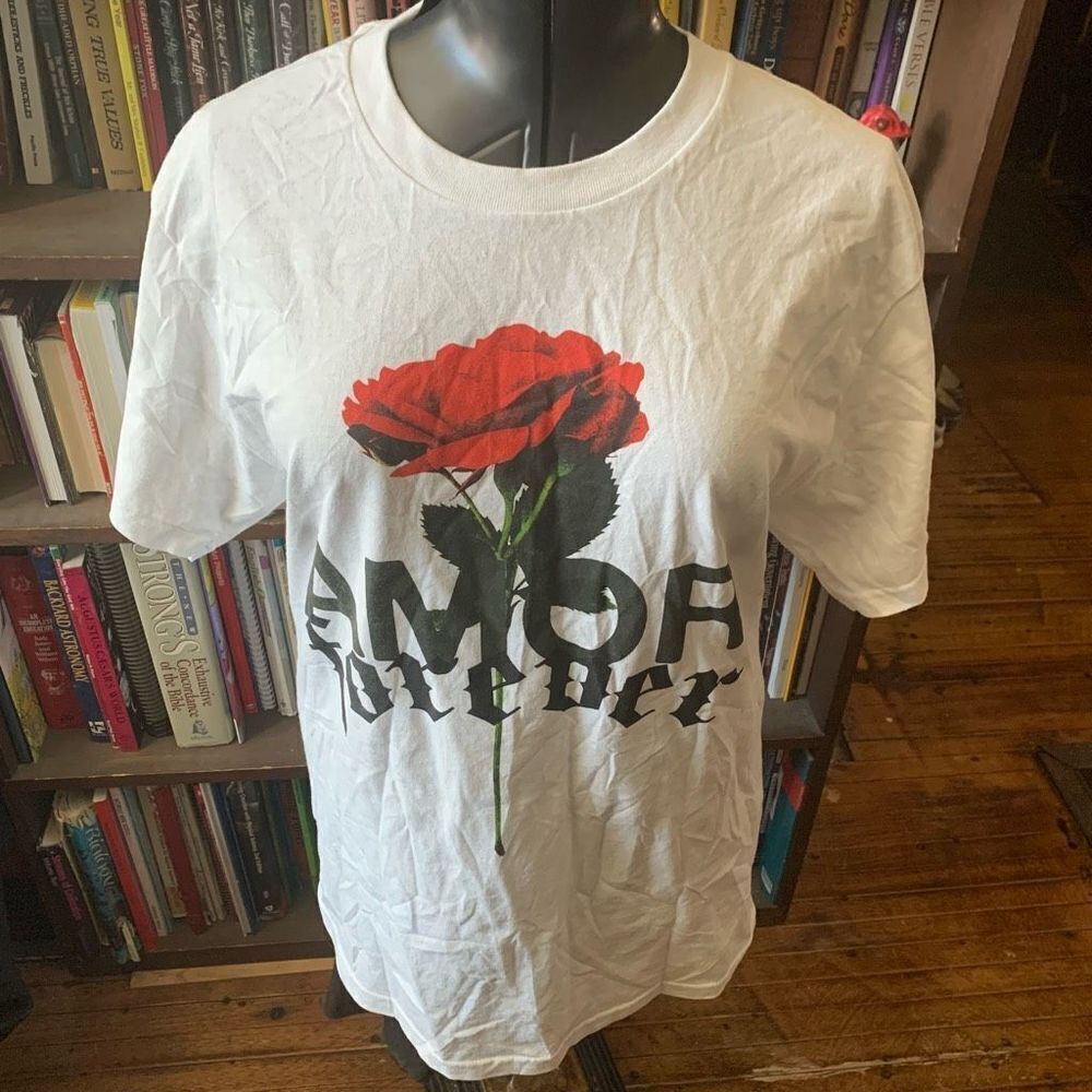 Fashion Nova Men L Amor rose valentine basic white tee